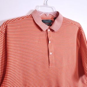 Nicholas Golf Orange White Striped Polo Shirt